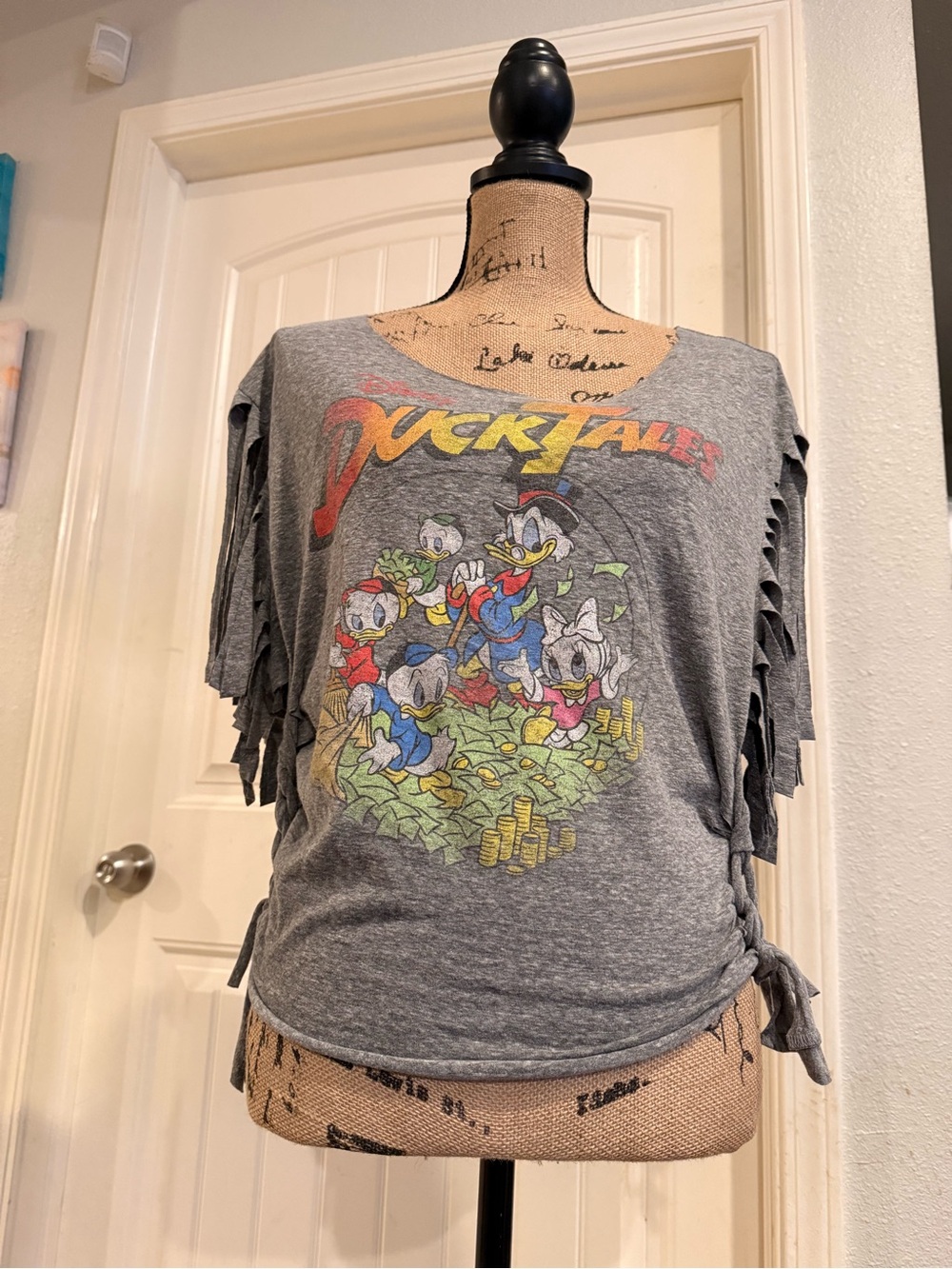 Disney DuckTales Upcycled Fringe Tee – Size Medium